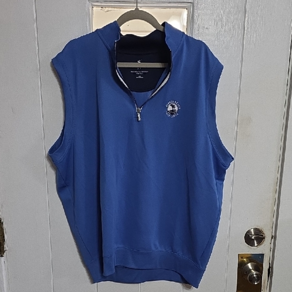 NWT Fairway & Greene Pebble Beach Golf Links Mens Vest 1/4 Zip Blue Sz 2XL